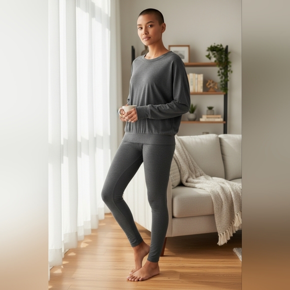 Alfani 3 piece ultra soft modal leggings top/tank lounge set. Heather Grey NWT - Picture 15 of 16